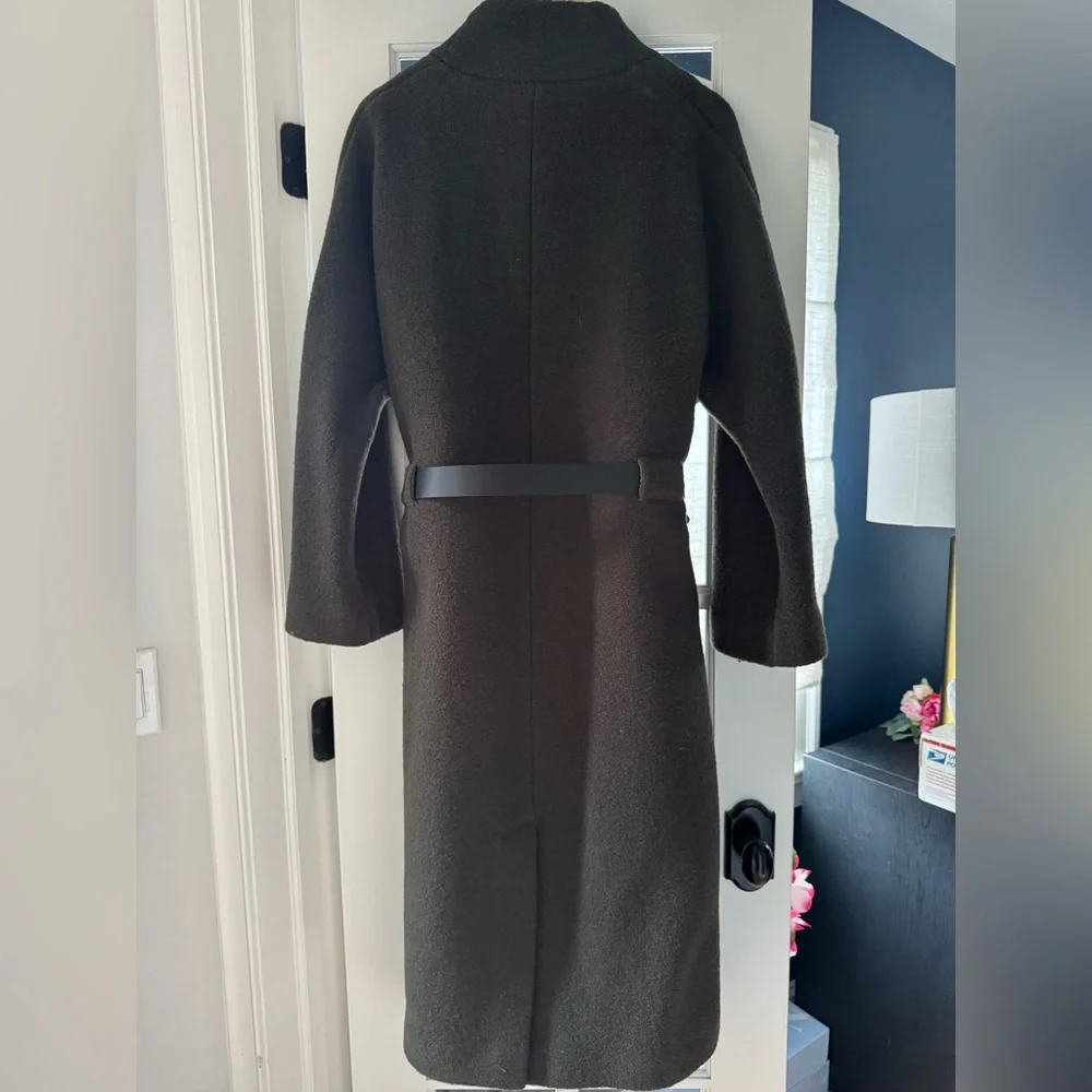 NWT ba&sh khaki “Colin” shawl collar long coat Size Large - Picture 4 of 16